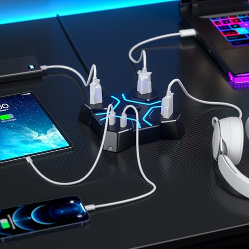 RGB Headphone & Controller Stand with USB Charging Ports