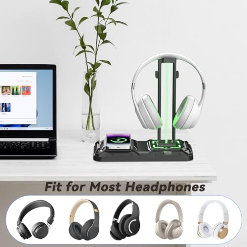 RGB Headphone & Controller Stand with Wireless Charging