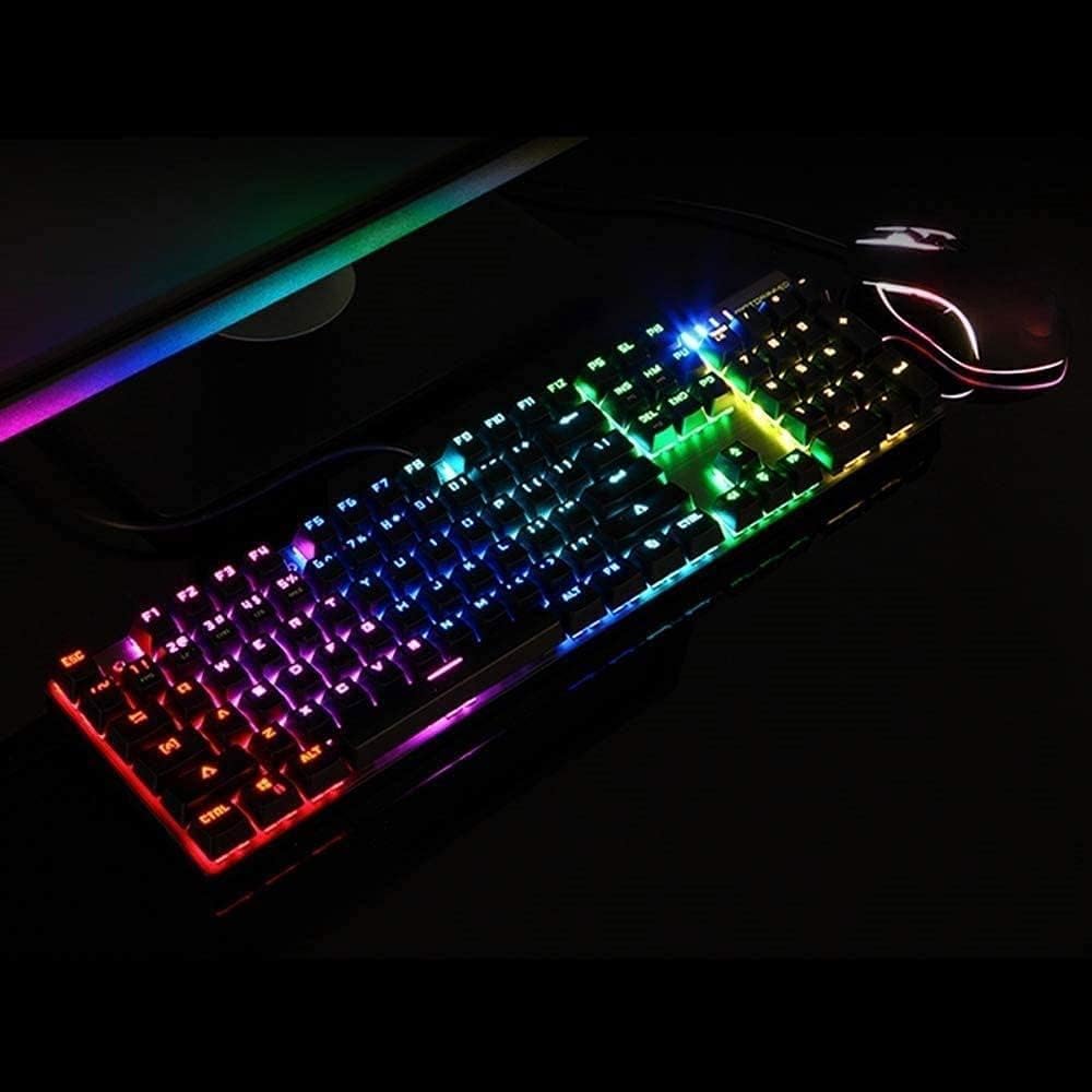 RKUVPAE Mechanical Gaming Keyboard Gaming Mouse Combo,RGB LED Backlit Keyboard Mouse Set for Windows & Mac PC Gamers