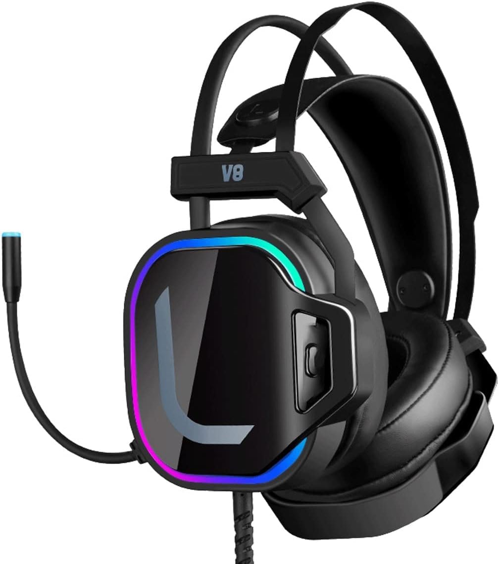 RKUVPAE Wired Gaming Headset, Computer Headphones with Microphone/Mic Noise Cancelling, Headset with Noise Canceling Mic Compatible with PC, PlayStation, Xbox - Black