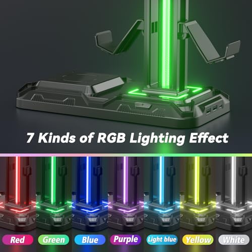 RGB Headphone & Controller Stand with Wireless Charging