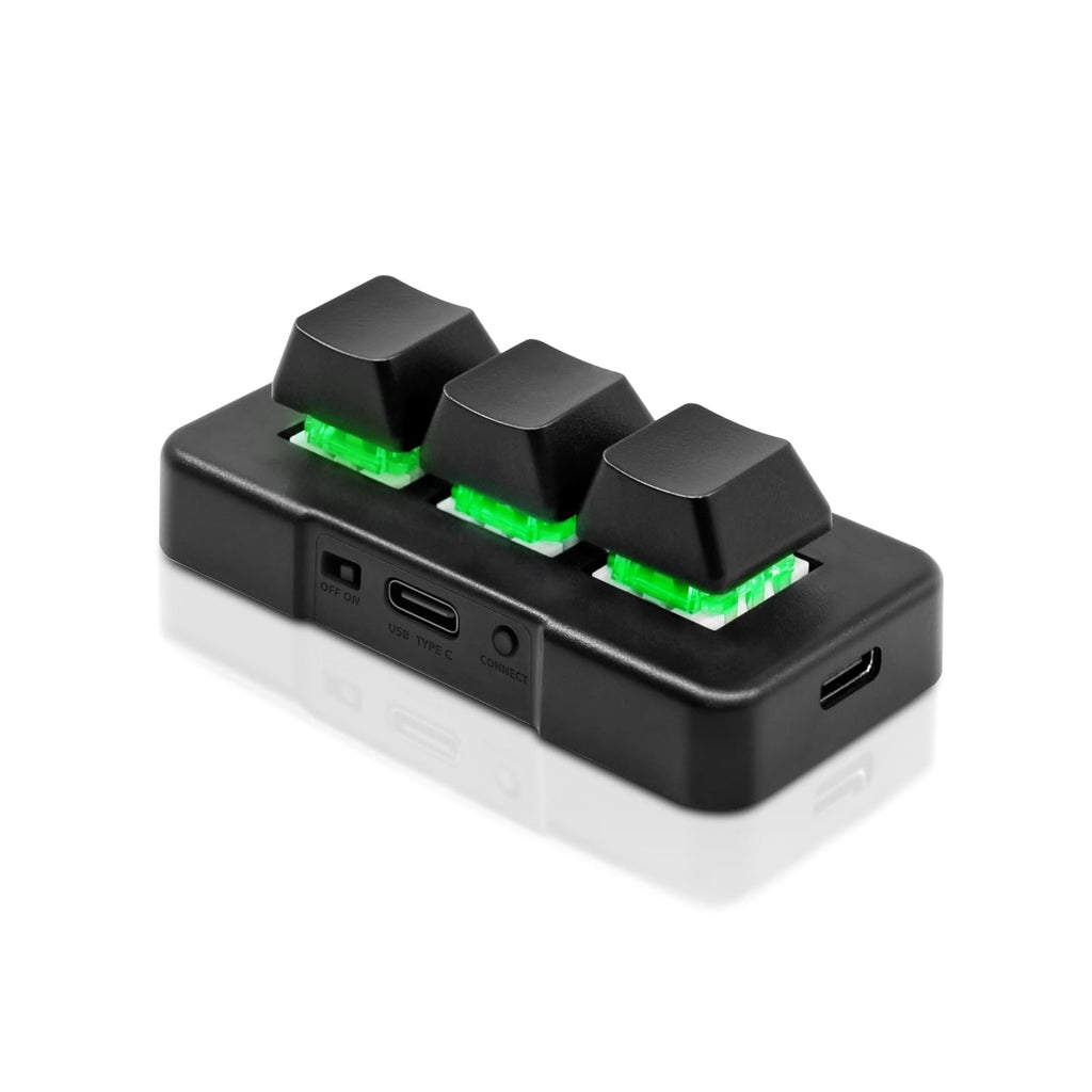 PCsensor 3-Key Mini Keypad 2.4G Wireless USB 2 in 1 Mechanical Gaming Keyboard Hot Key Customized Program with RGB Led for Gaming OSU Office Work