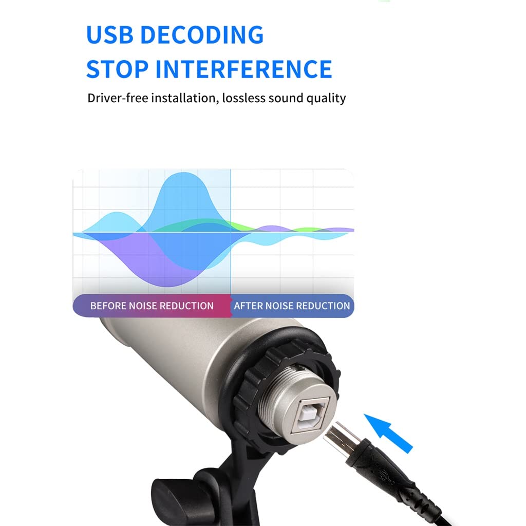 JDXQBLD USB Microphone for Recording/Streaming/Games, Professional Microphone for PC/Laptop, Voice Volume Control
