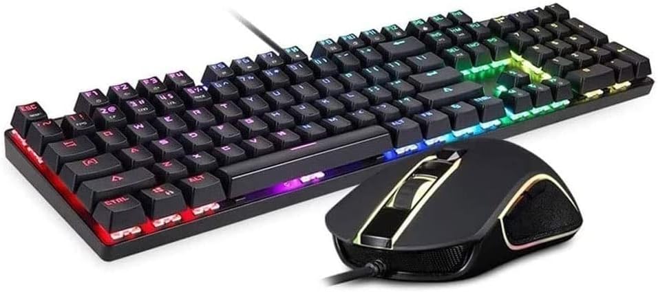 RKUVPAE Mechanical Gaming Keyboard Gaming Mouse Combo,RGB LED Backlit Keyboard Mouse Set for Windows & Mac PC Gamers
