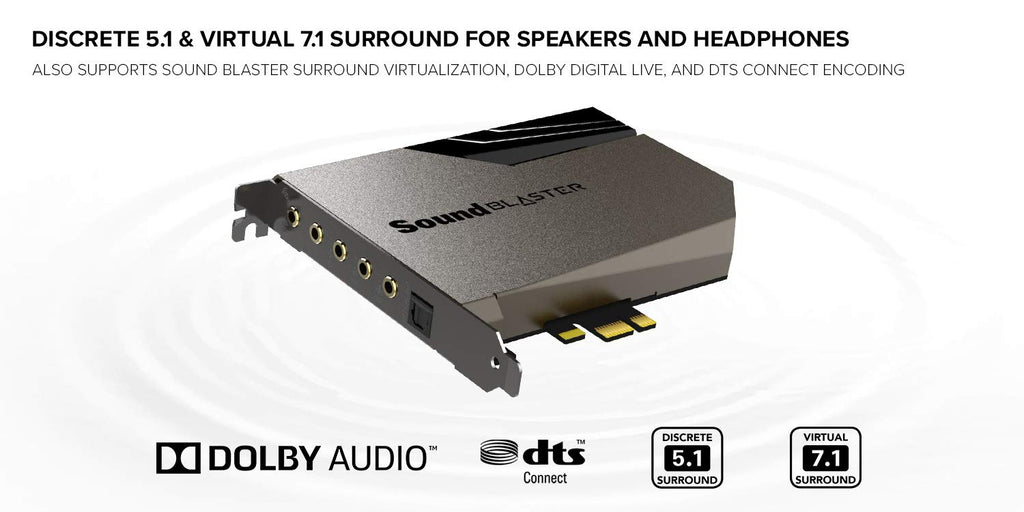 Creative Sound BlasterX AE-5 Hi-res SABRE32 Ultra-Class 32-bit/384kHz PCIe Gaming Sound Card and DAC with 1 RGB LED Strip, Up to 122dB SNR, Xamp Discrete Headphone Bi-amp