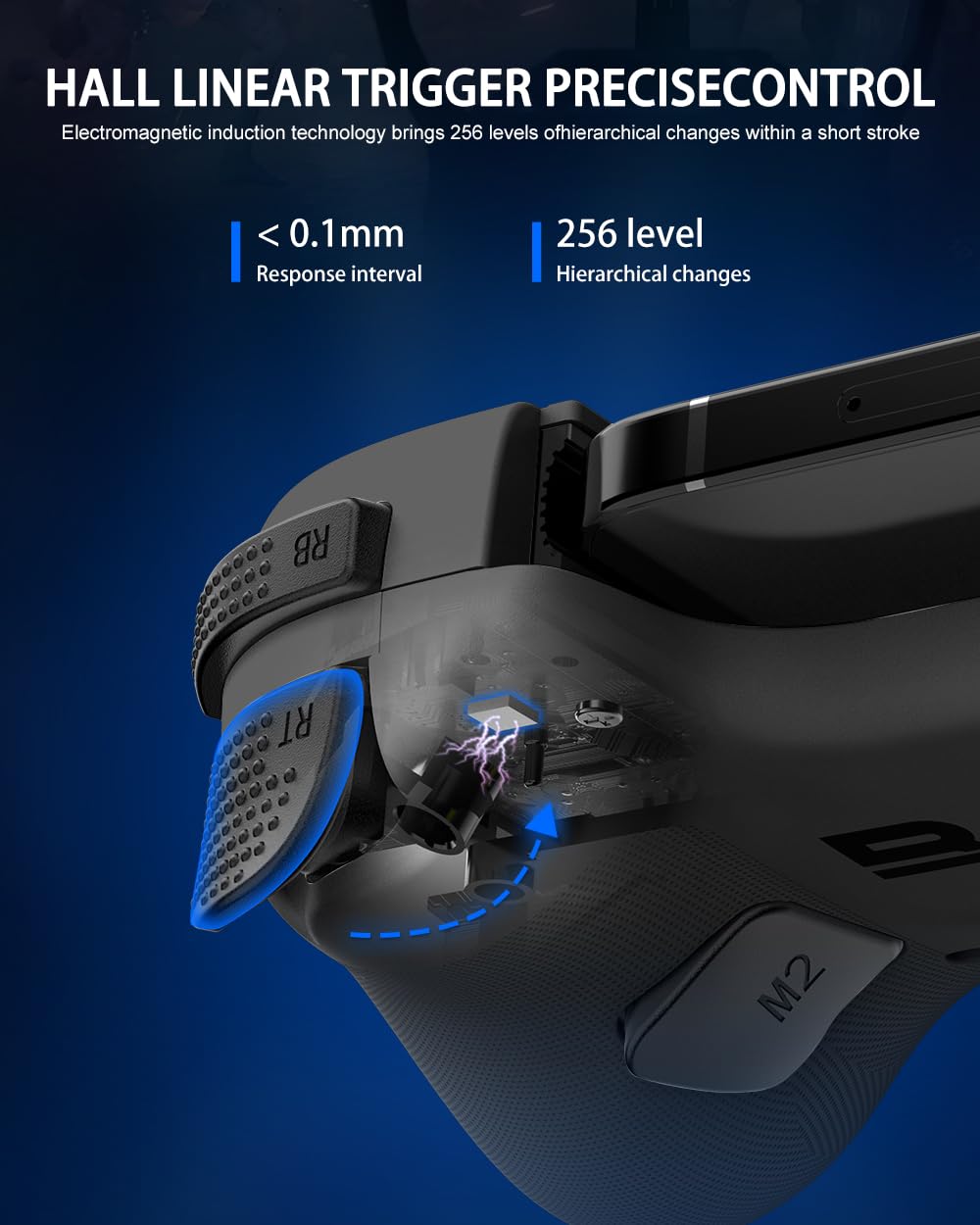 Bluetooth Mobile Game Controller for Nintendo Switch 2 & iOS & Android & Tablets, Wireless Gamepad Grip with Hall Effect Trigger Joystick, Ergonomic Phone Controller for iPhone, iPad Pro, Samsung