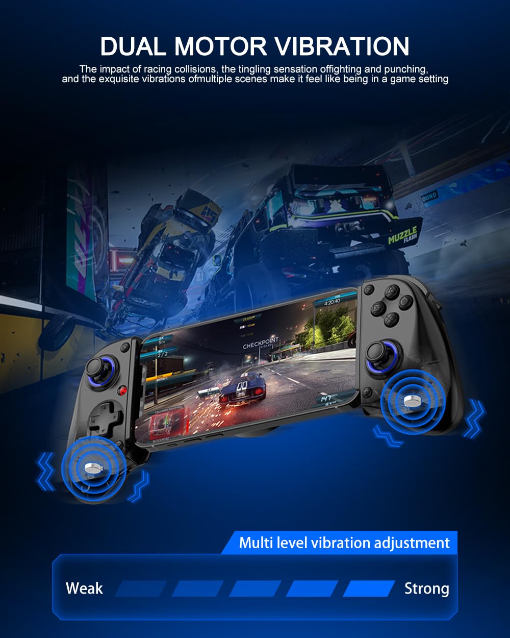 Bluetooth Mobile Game Controller for Nintendo Switch 2 & iOS & Android & Tablets, Wireless Gamepad Grip with Hall Effect Trigger Joystick, Ergonomic Phone Controller for iPhone, iPad Pro, Samsung