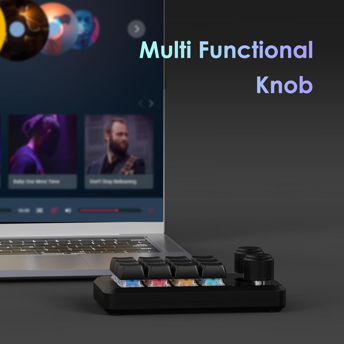 LUKCOZMO Macro Pad,12-Key Programmable Keypad with Knob & BT RGB, One Handed Mini Mechanical Gaming Keyboard, Software in USB Flash Drive for OSU, Wireless Receiver & Type C Cable