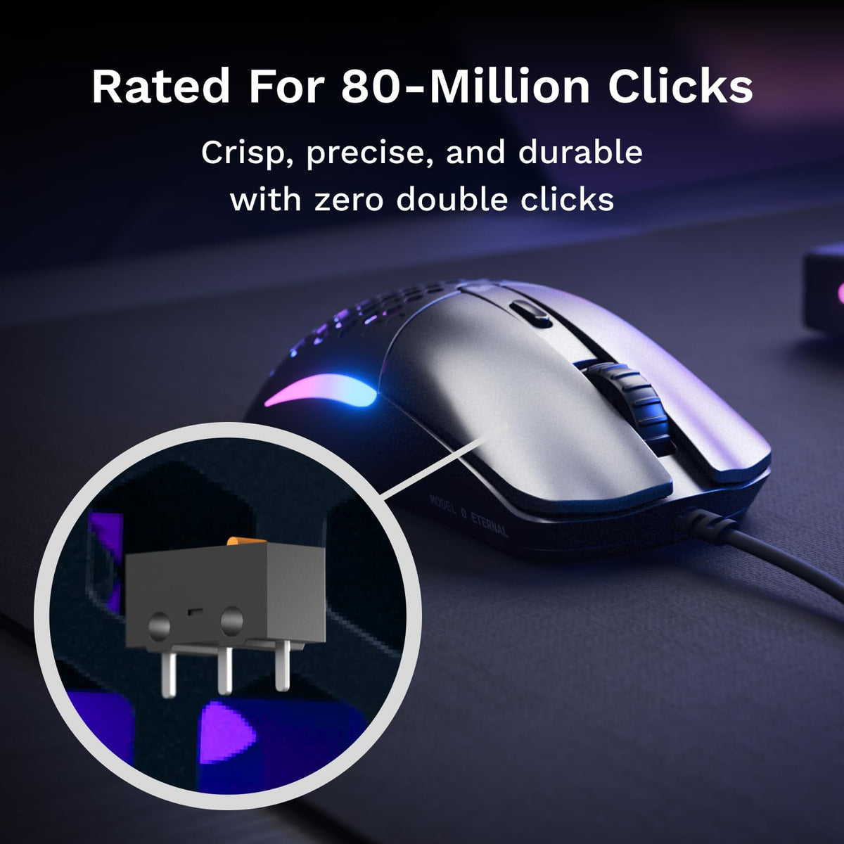 GLORIOUS Model O Eternal Ultralight RGB Gaming Mouse - Wired - 55g Lightweight - Customizable RGB Lighting - 6 Programmable Buttons - Symmetrical Design - 12K DPI Optical Sensor - PC/Mac - Black