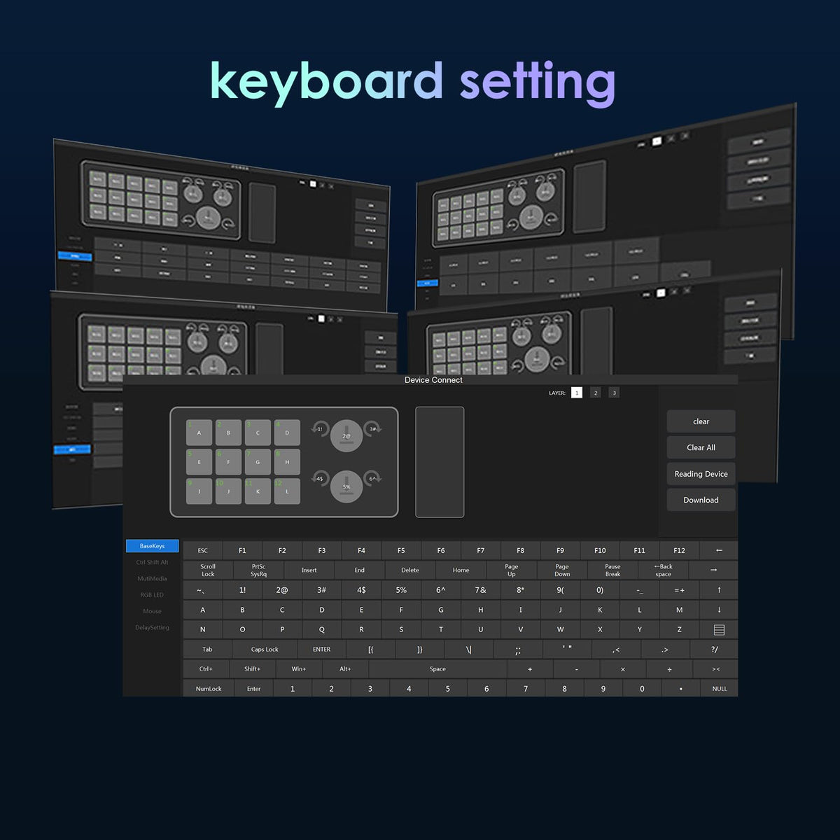 LUKCOZMO Macro Pad,12-Key Programmable Keypad with Knob & BT RGB, One Handed Mini Mechanical Gaming Keyboard, Software in USB Flash Drive for OSU, Wireless Receiver & Type C Cable