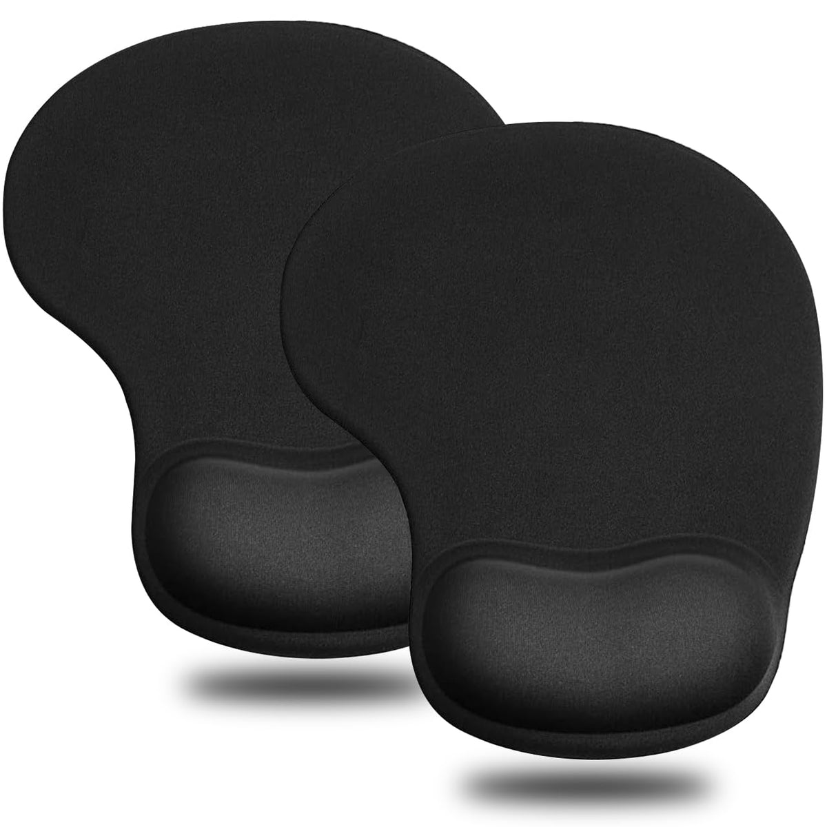 JIKIOU Mouse Pad, 2 Pack Ergonomic Mouse Pads with Comfortable Gel Wrist Rest Support and Lycra Cloth, Non-Slip PU Base for Easy Typing Pain Relief Durable and Easy to Clean Small