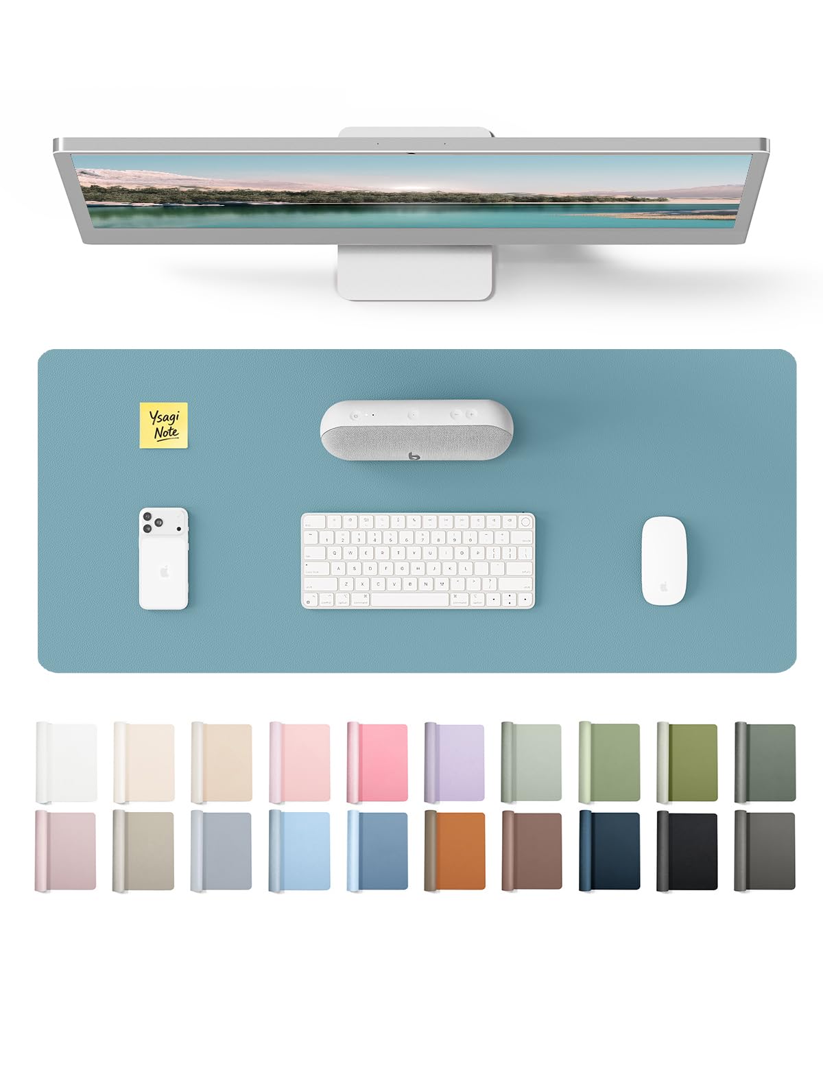 YSAGi Leather Desk Mat, Large Mouse Mat, Non-Slip Desk Pad Desk Protector Mat, Waterproof PU Leather Laptop Mat Table Mat Desk Writing Pad for Office and Home