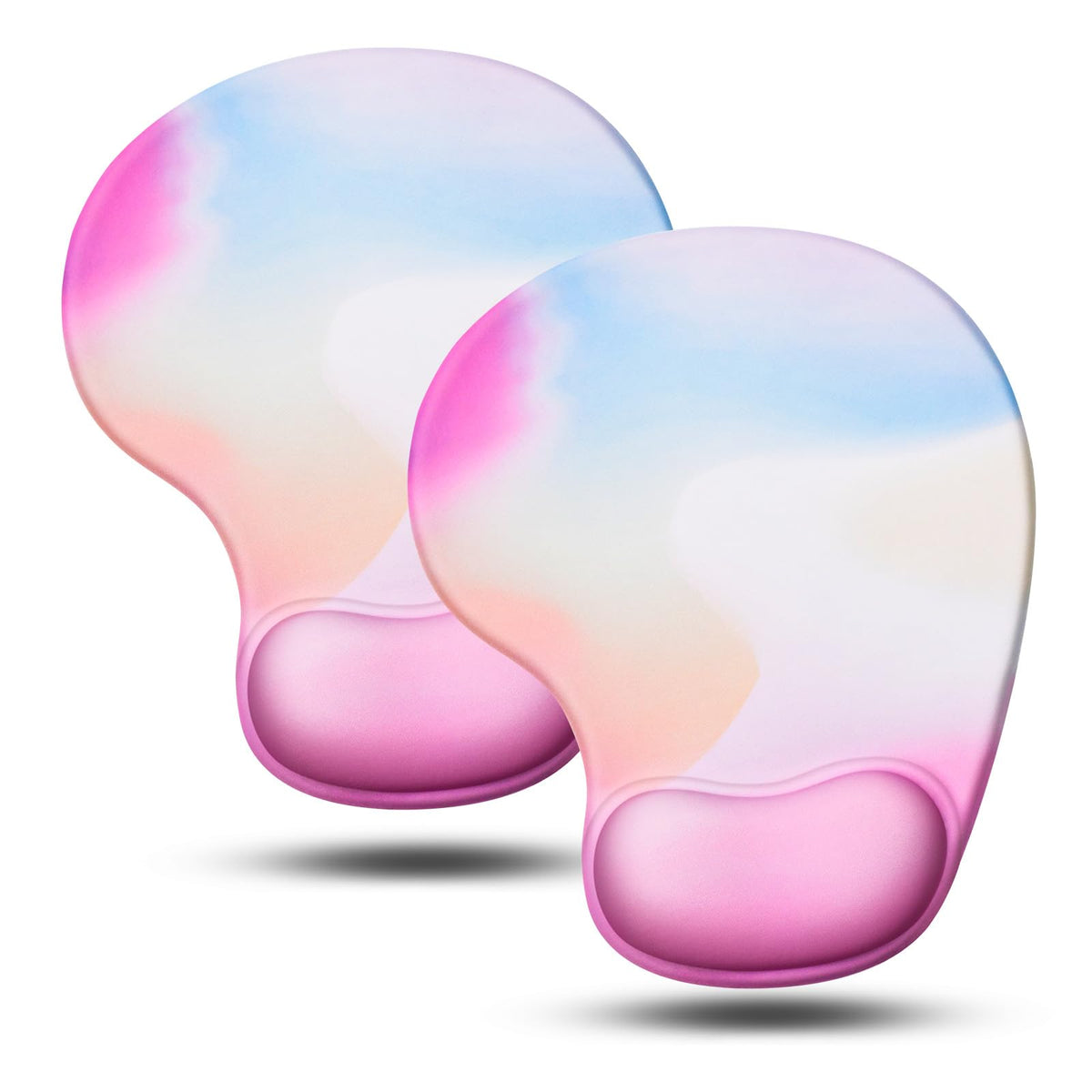 JIKIOU Mouse Pad, 2 Pack Ergonomic Mouse Pads with Comfortable Gel Wrist Rest Support and Lycra Cloth, Non-Slip PU Base for Easy Typing Pain Relief Durable and Easy to Clean Small