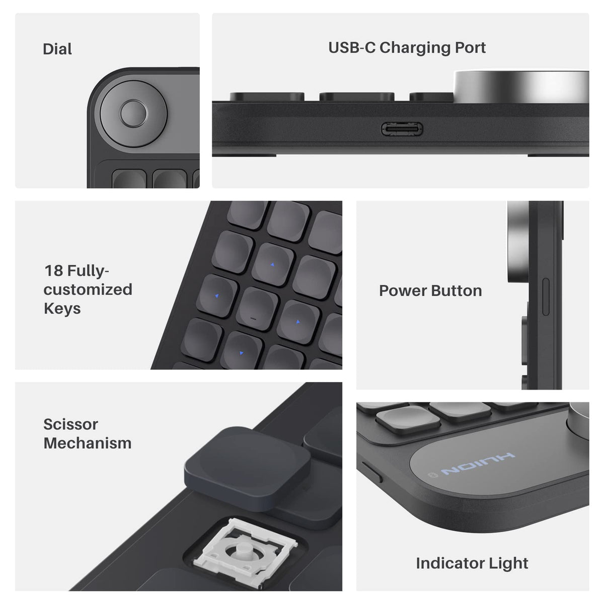 HUION Shortcut Keypad with Dial for Drawing Tablet, Work with Windows, MAC