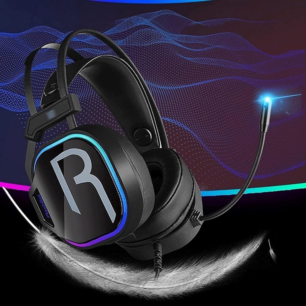 RKUVPAE Wired Gaming Headset, Computer Headphones with Microphone/Mic Noise Cancelling, Headset with Noise Canceling Mic Compatible with PC, PlayStation, Xbox - Black