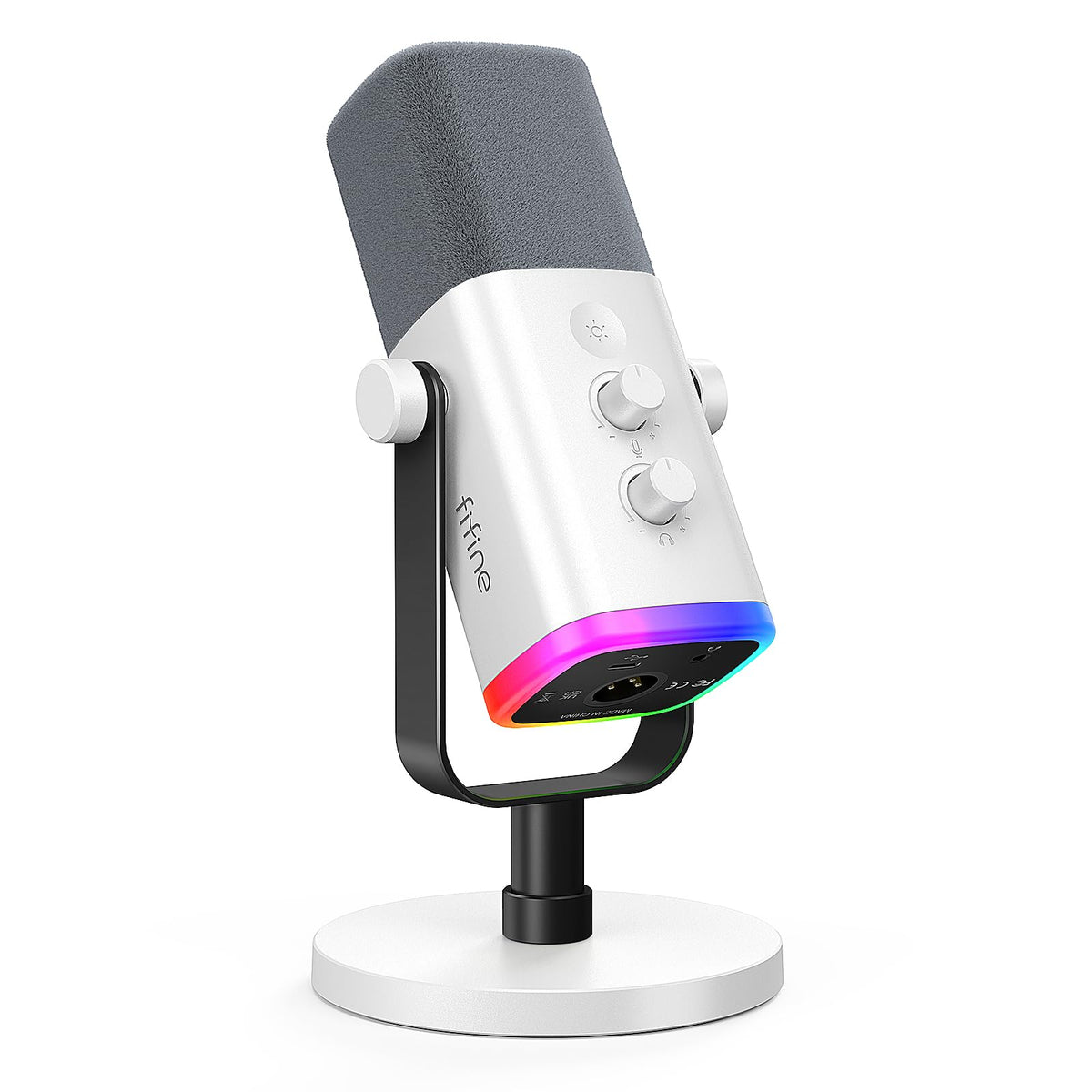 FIFINE XLR/USB Dynamic Microphone for Podcast Recording, PC Computer Gaming Streaming Mic with RGB Light, Mute Button, Headphones Jack, Desktop Stand, Vocal Mic for Singing YouTube-AmpliGame AM8