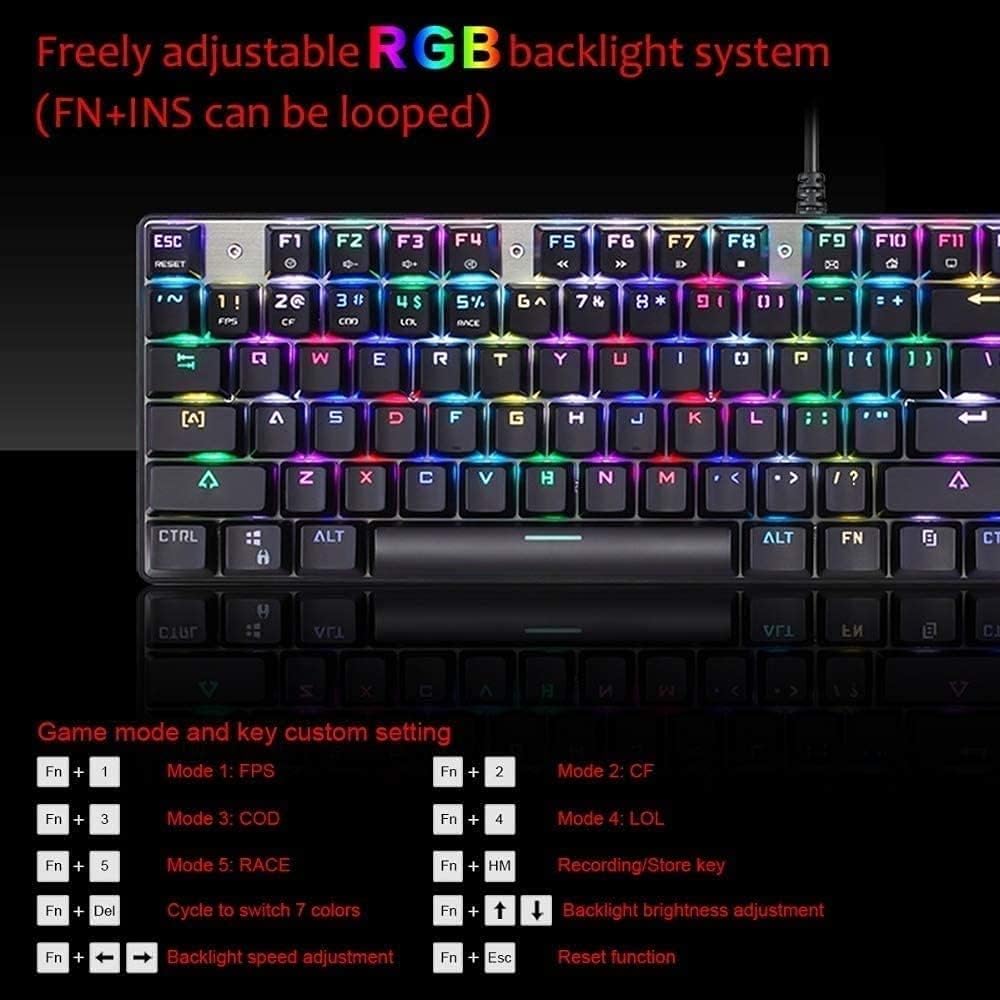 RKUVPAE Mechanical Gaming Keyboard Gaming Mouse Combo,RGB LED Backlit Keyboard Mouse Set for Windows & Mac PC Gamers