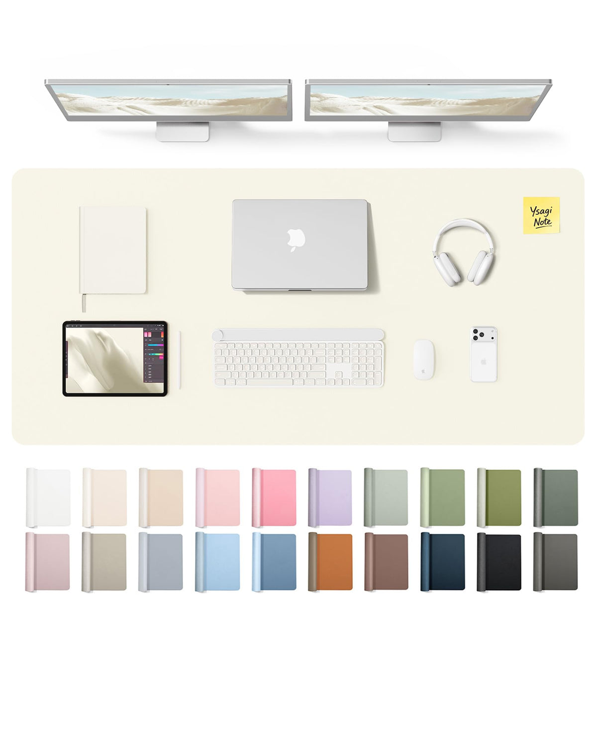 YSAGi Leather Desk Mat, Large Mouse Mat, Non-Slip Desk Pad Desk Protector Mat, Waterproof PU Leather Laptop Mat Table Mat Desk Writing Pad for Office and Home