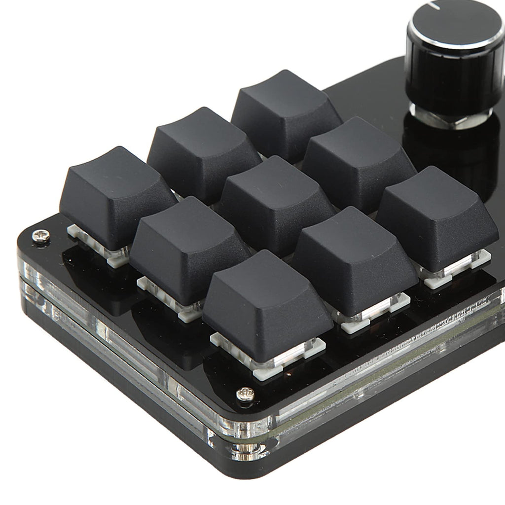 Mini Gaming Keypad 3 Knobs RGB Backlit Storage Function and Delay Function 9 Key Keypad for Music Office Media