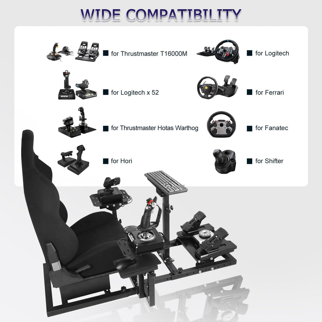 Adjustable Racing & Flight Simulator Cockpit with Seat