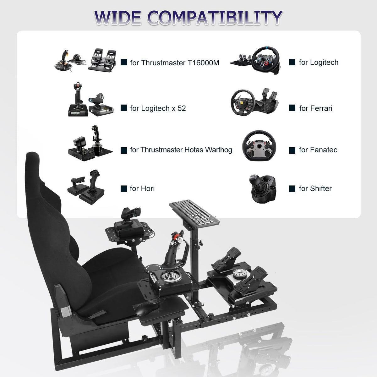 Adjustable Racing & Flight Simulator Cockpit with Seat