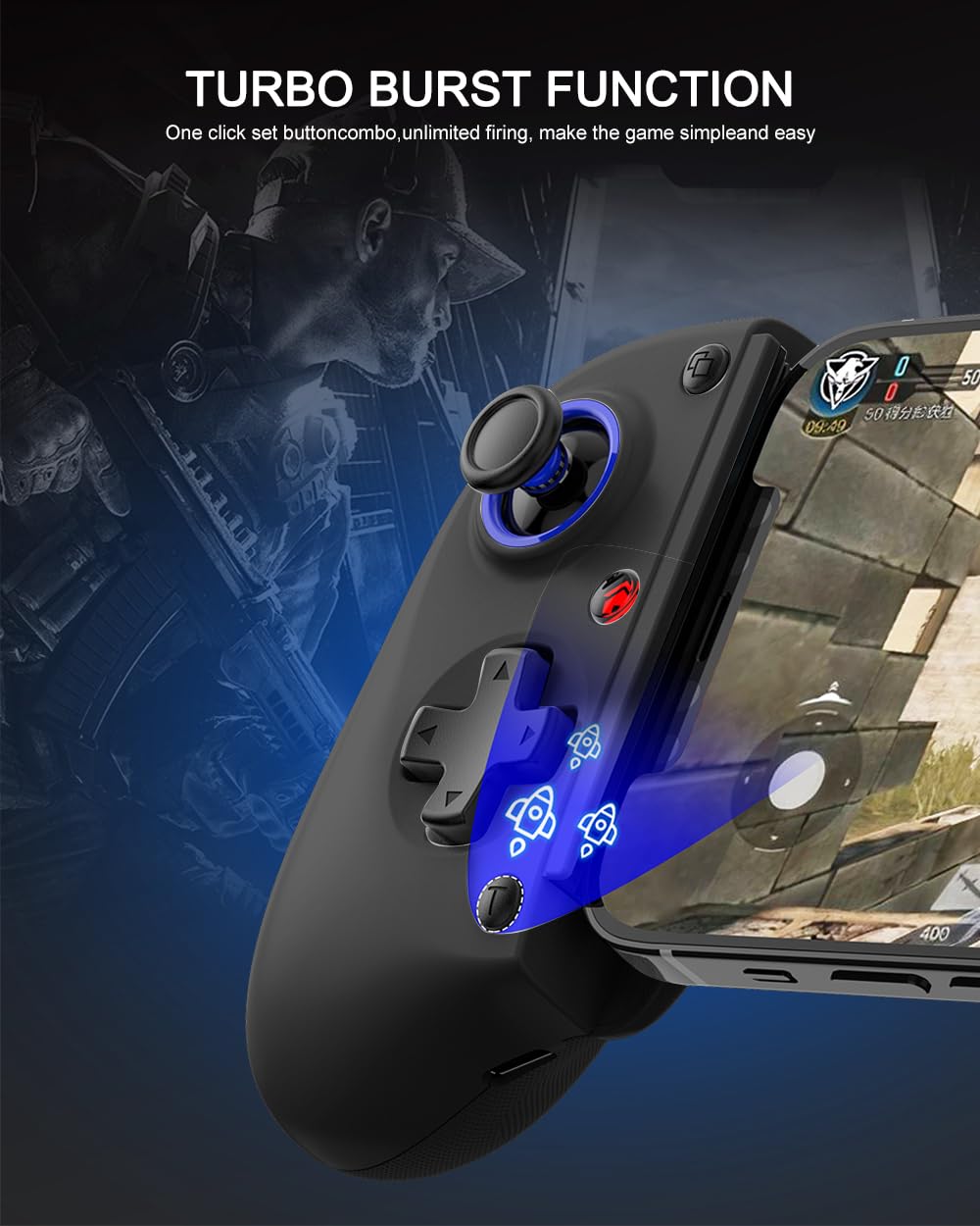 Bluetooth Mobile Game Controller for Nintendo Switch 2 & iOS & Android & Tablets, Wireless Gamepad Grip with Hall Effect Trigger Joystick, Ergonomic Phone Controller for iPhone, iPad Pro, Samsung