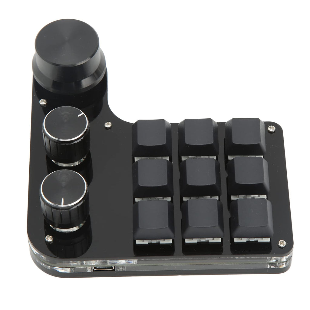 Mini Gaming Keypad 3 Knobs RGB Backlit Storage Function and Delay Function 9 Key Keypad for Music Office Media