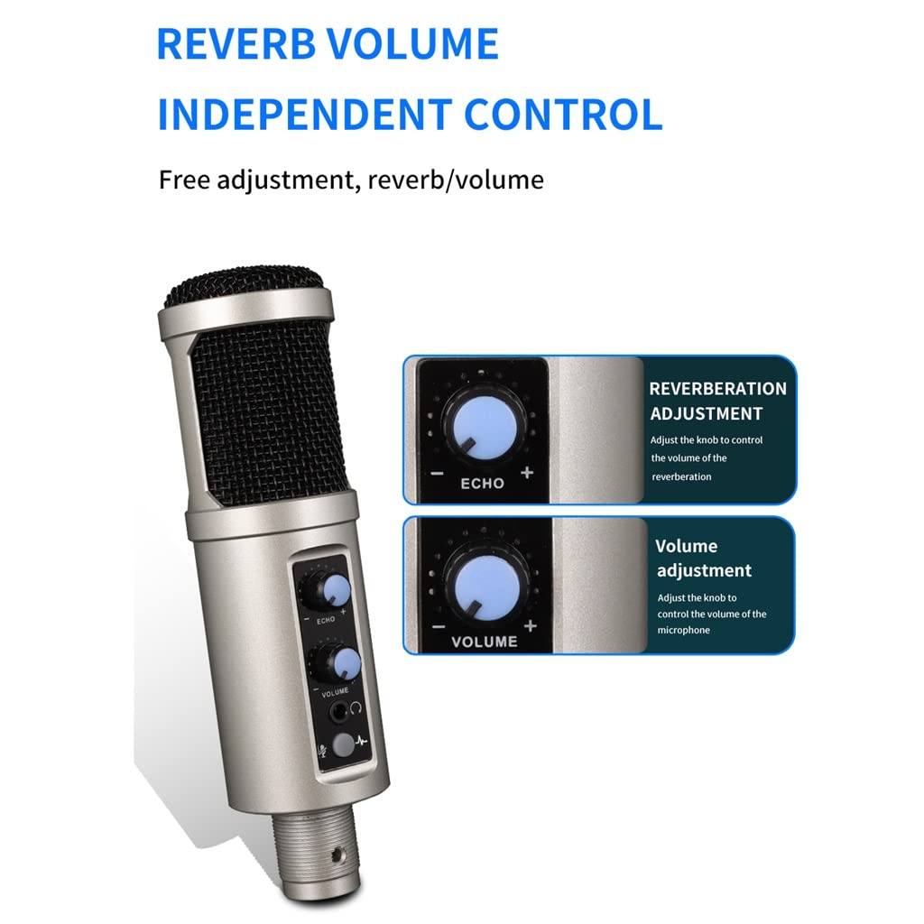 JDXQBLD USB Microphone for Recording/Streaming/Games, Professional Microphone for PC/Laptop, Voice Volume Control