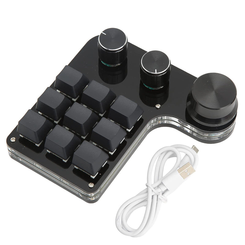 Mini Gaming Keypad 3 Knobs RGB Backlit Storage Function and Delay Function 9 Key Keypad for Music Office Media