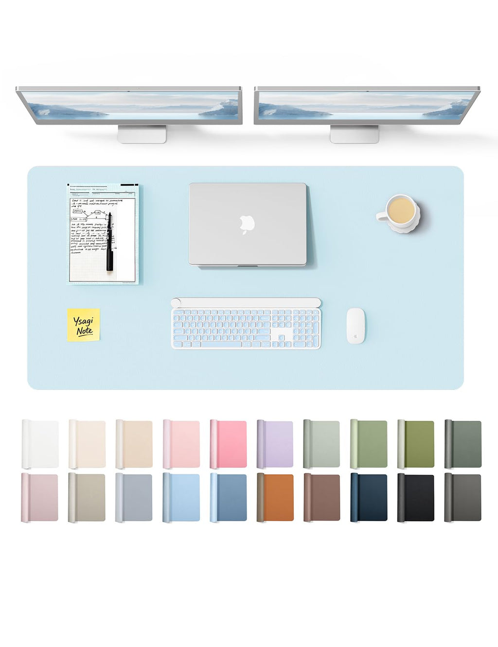 YSAGi Leather Desk Mat, Large Mouse Mat, Non-Slip Desk Pad Desk Protector Mat, Waterproof PU Leather Laptop Mat Table Mat Desk Writing Pad for Office and Home