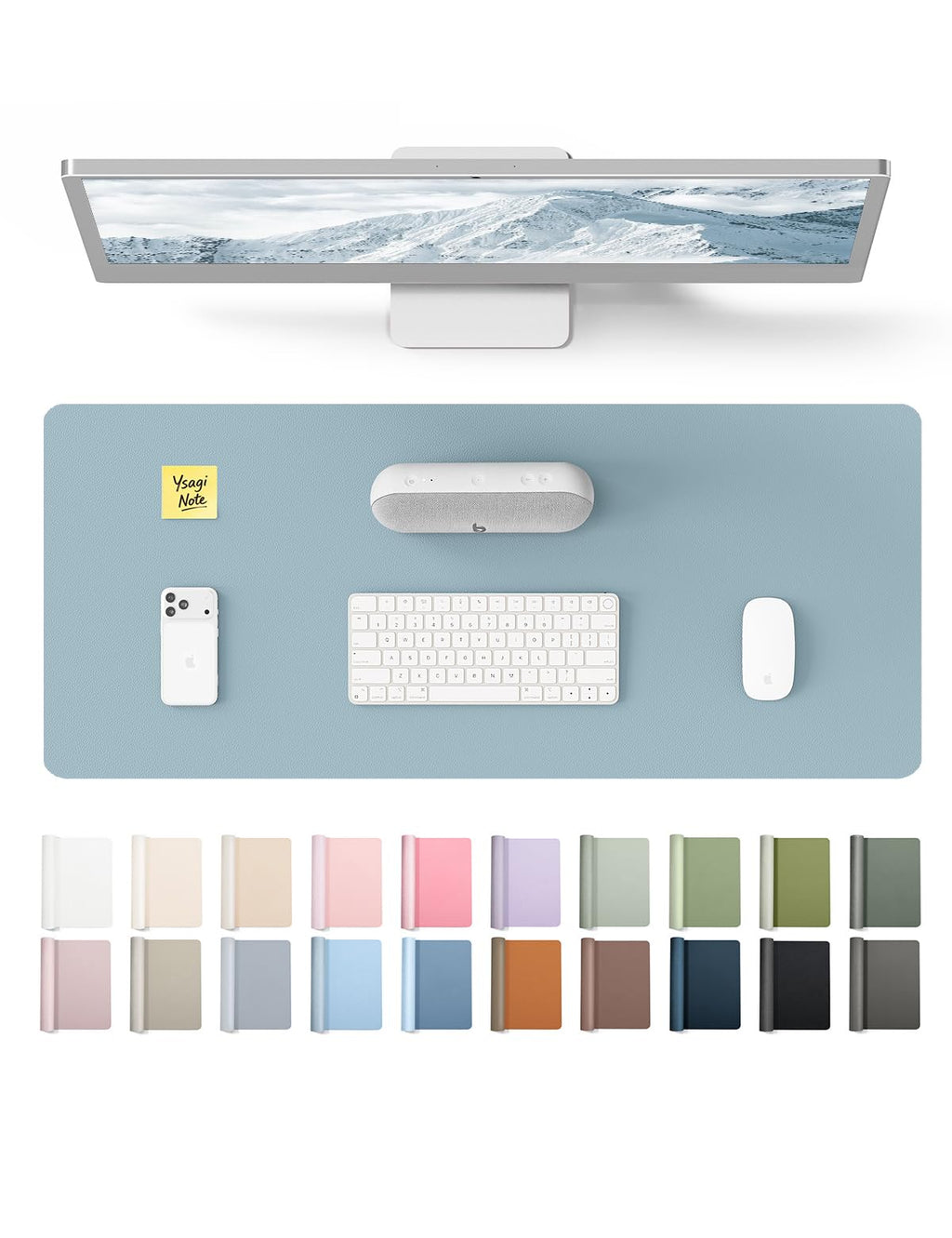 YSAGi Leather Desk Mat, Large Mouse Mat, Non-Slip Desk Pad Desk Protector Mat, Waterproof PU Leather Laptop Mat Table Mat Desk Writing Pad for Office and Home