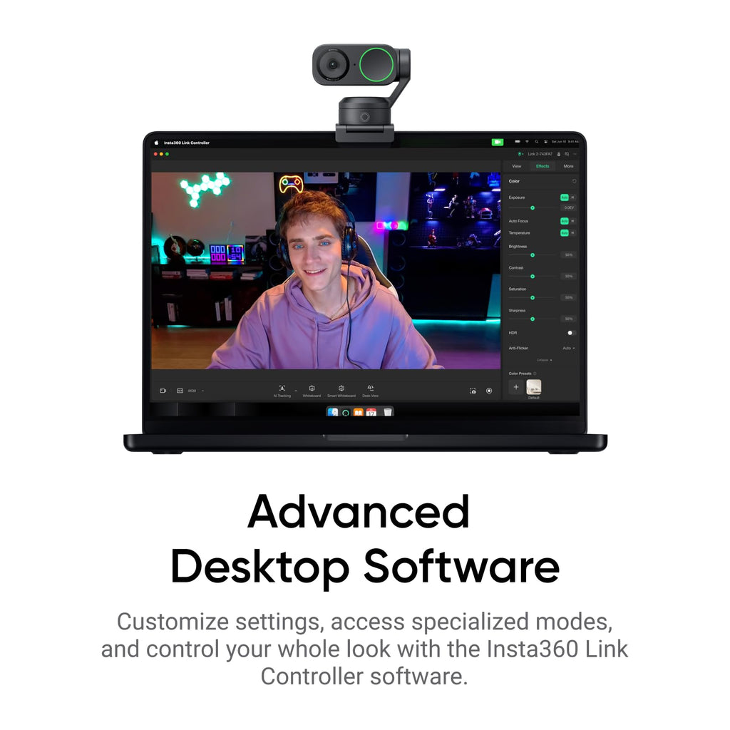 4K PTZ Webcam with AI Tracking and Noise-Canceling Mic