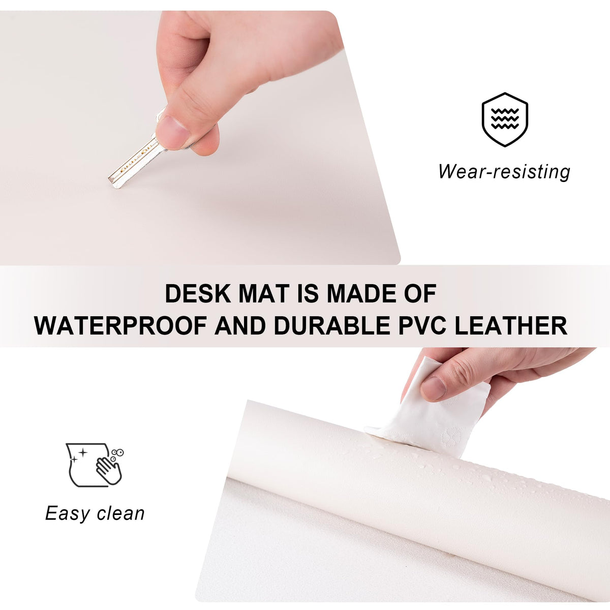 Leather Desk Pad Protector,Non-Slip Desk Pad,on-Slip PU Leather Large Mouse Pad,Easy Clean Desk Protecor Mat,Writing Pad for Office Work/Home/Decor