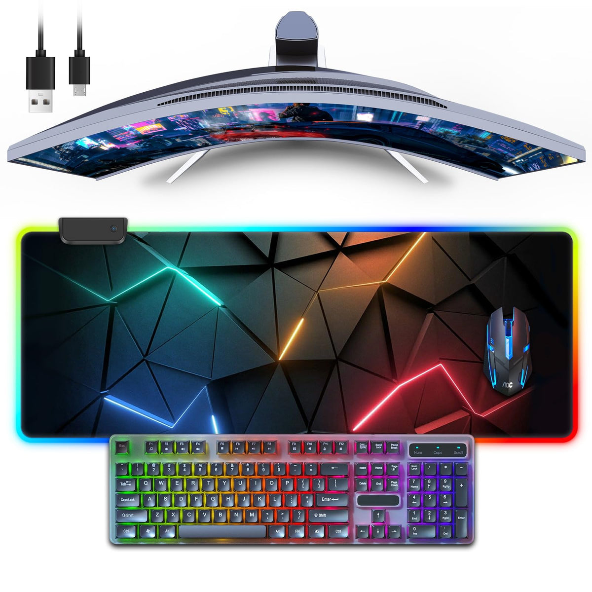 Large RGB Gaming Mouse Pad with 13 LED Light Modes