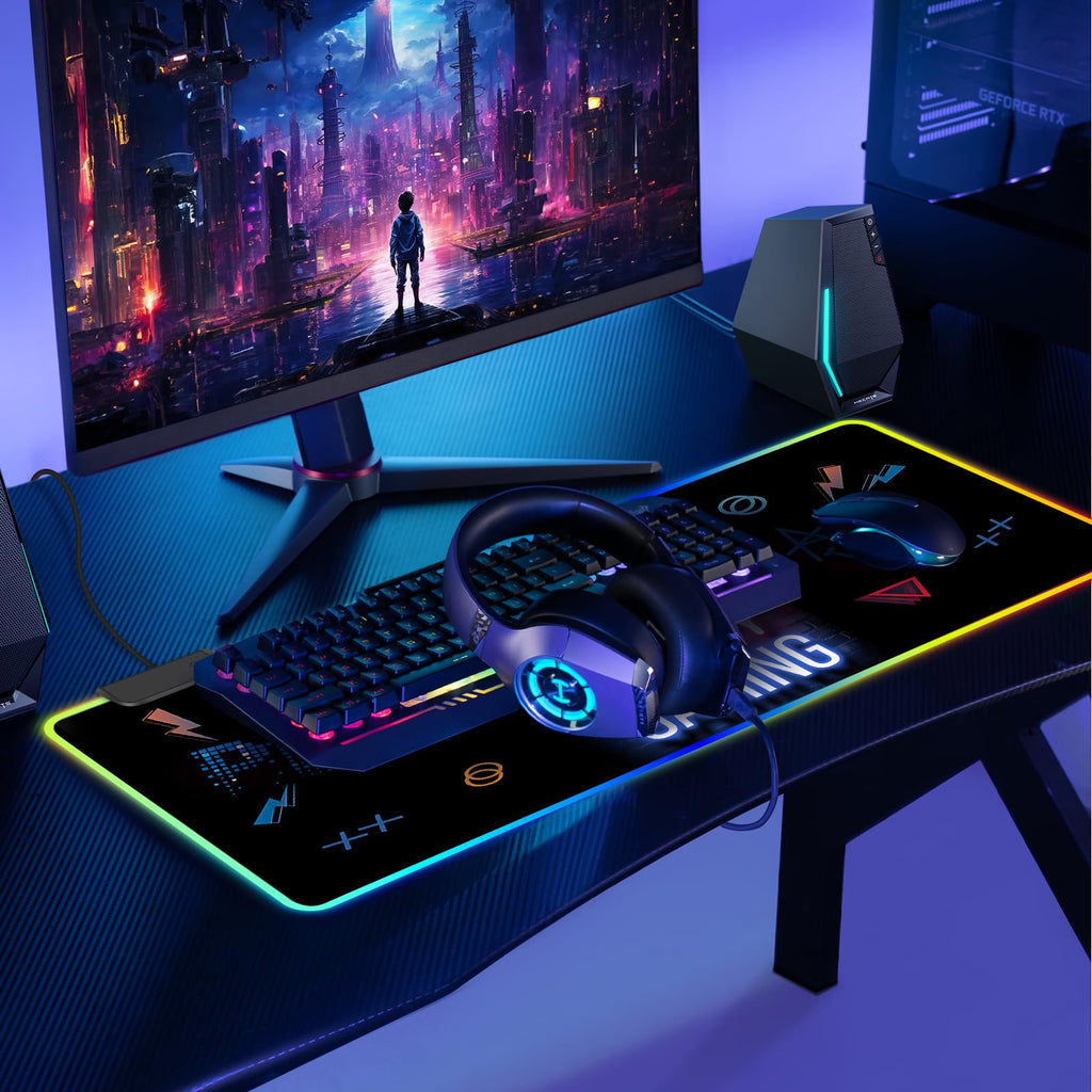 Large RGB Gaming Mouse Pad with 13 LED Light Modes