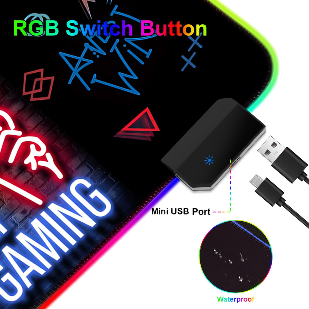 Large RGB Gaming Mouse Pad with 13 LED Light Modes