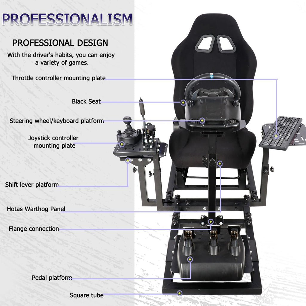 Adjustable Racing & Flight Simulator Cockpit with Seat