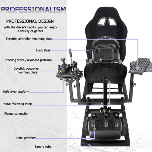 Adjustable Racing & Flight Simulator Cockpit with Seat
