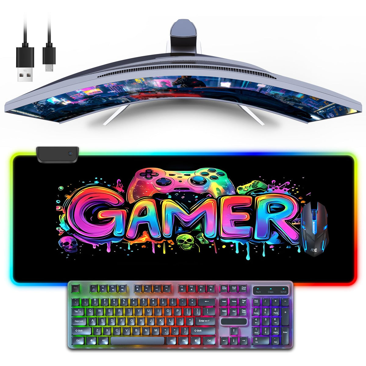 Large RGB Gaming Mouse Pad with 13 LED Light Modes