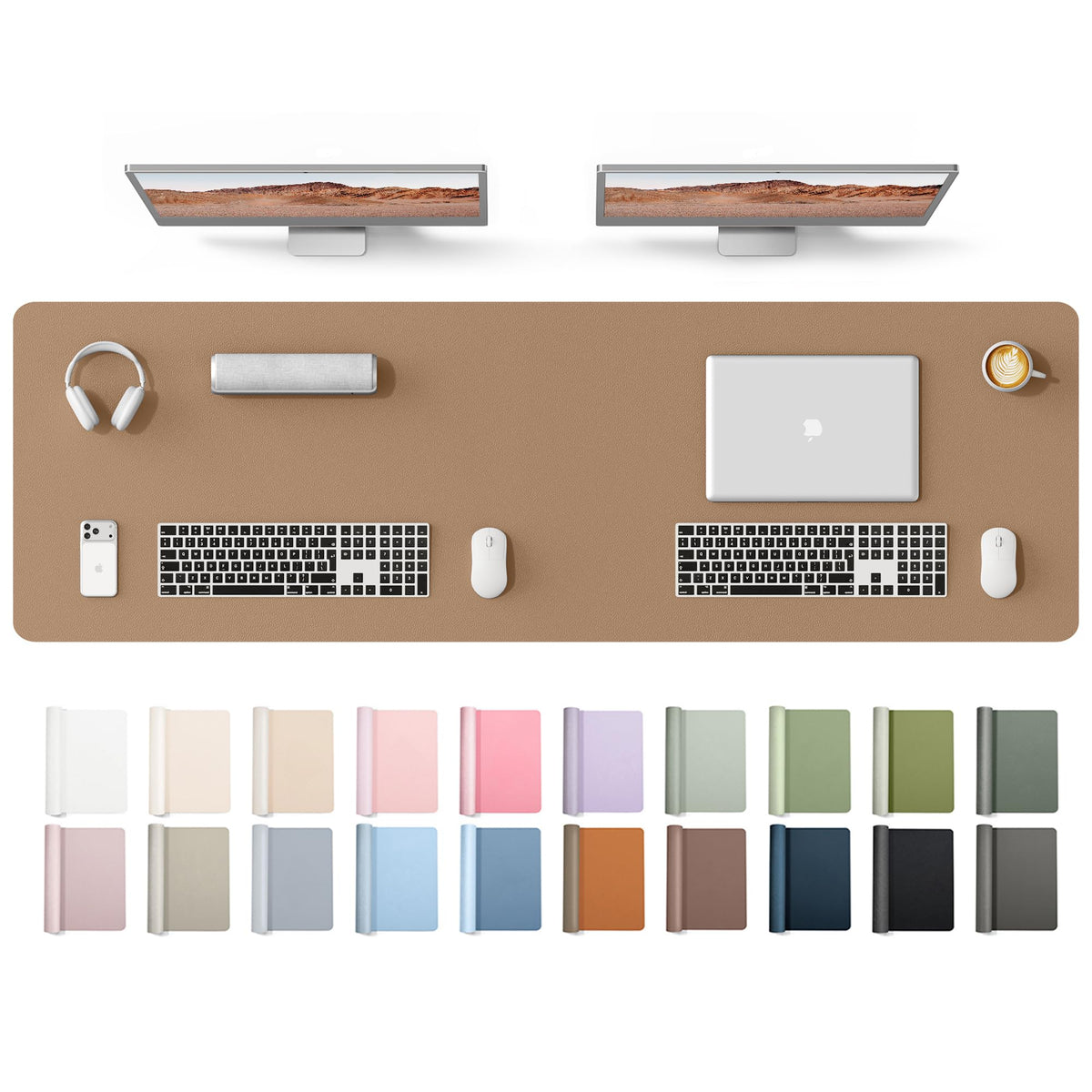 YSAGi Leather Desk Mat, Large Mouse Mat, Non-Slip Desk Pad Desk Protector Mat, Waterproof PU Leather Laptop Mat Table Mat Desk Writing Pad for Office and Home