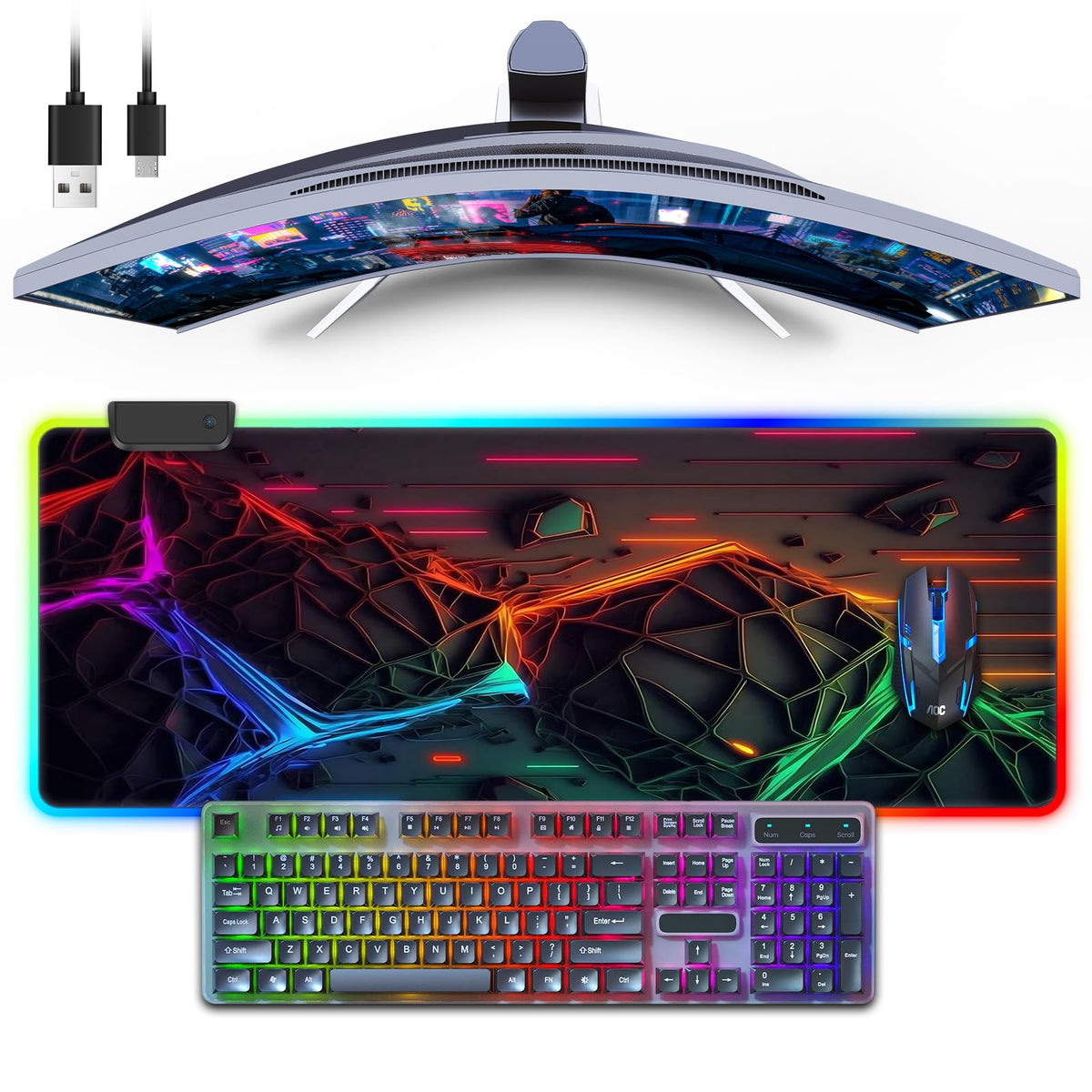 Large RGB Gaming Mouse Pad with 13 LED Light Modes