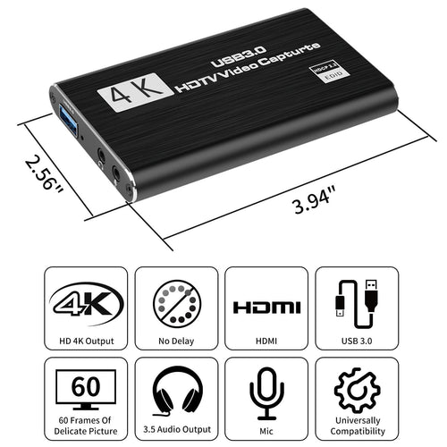 4K HD USB 3.0 Video Capture Card with Plug & Play Design