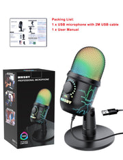 RGB USB Gaming Microphone with Noise Reduction, Mute & Gain