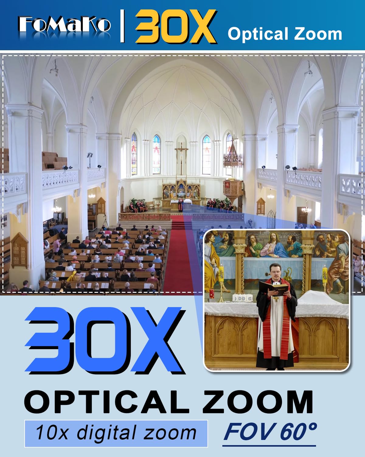 30x Optical Zoom AI Auto-Tracking PTZ Streaming Camera