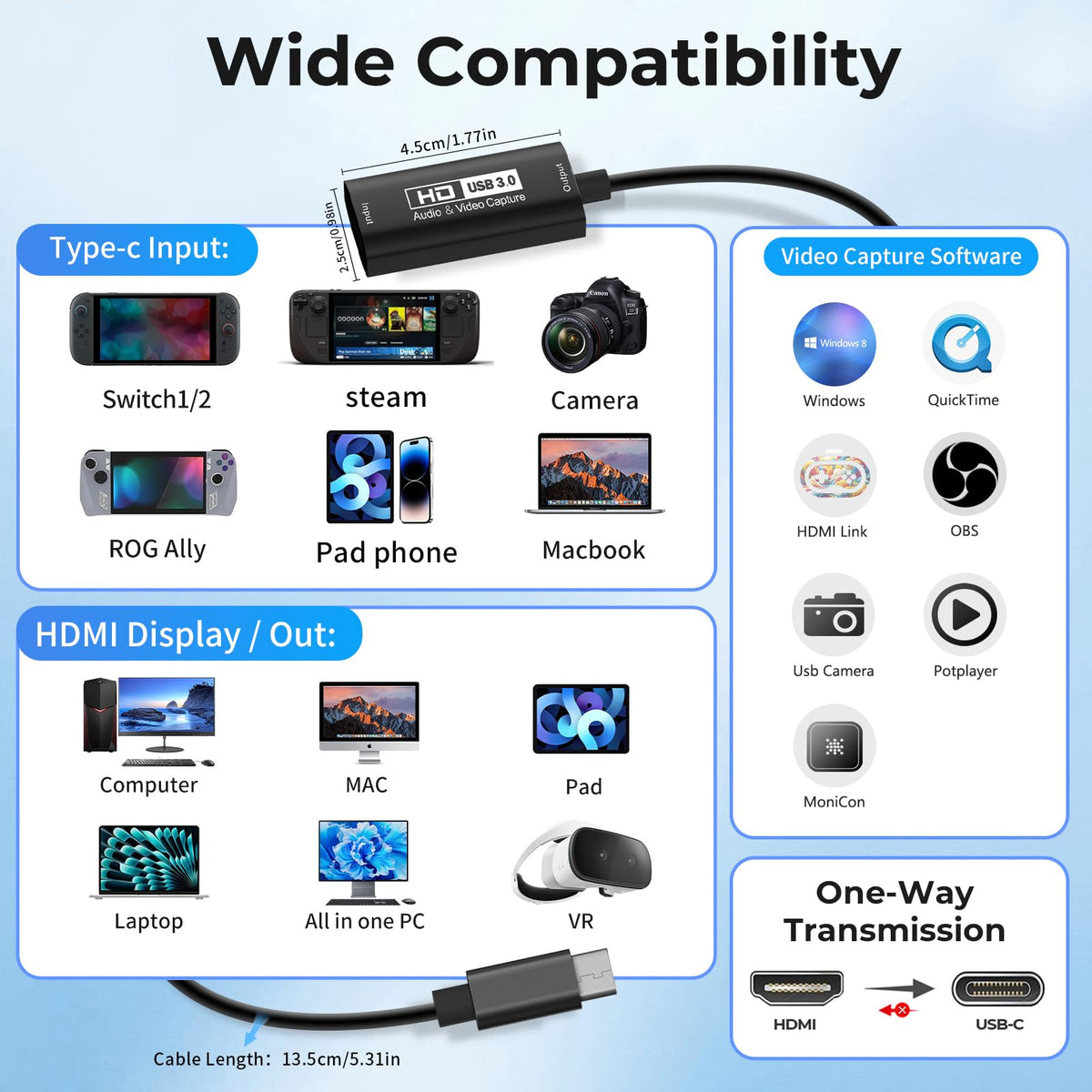 4K HDMI USB 3.0 Video Capture Card for Streaming & Recording