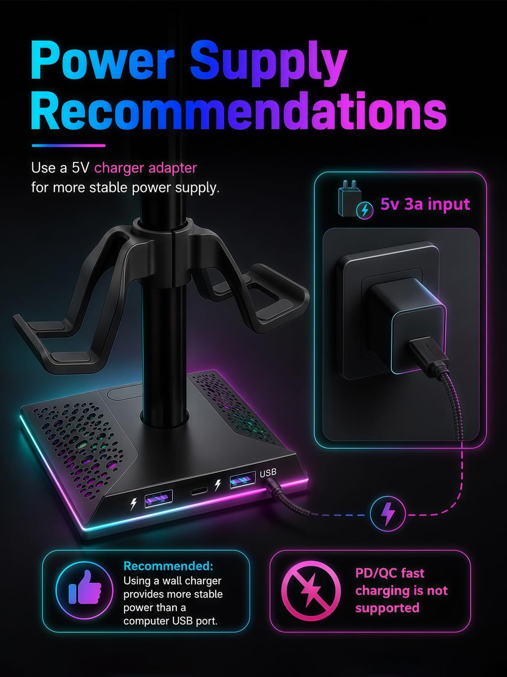 Minimalist Gaming Headphone Stand for Desktop Setup