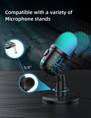 RGB USB Gaming Microphone with Noise Reduction, Mute & Gain