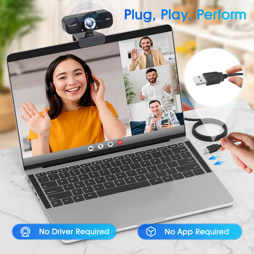 1080p Full HD Webcam with Noise-Canceling Mic & Privacy Cover