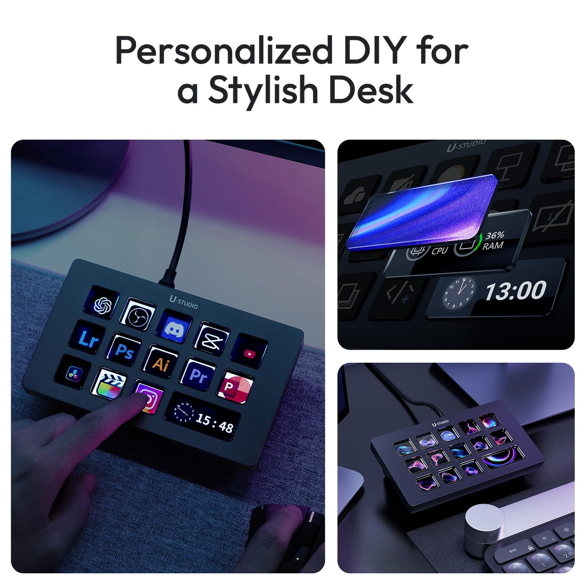 7-in-1 LCD Stream Controller with Customizable Macro Keys