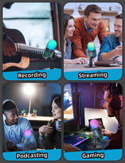 RGB USB Gaming Microphone with Noise Reduction, Mute & Gain